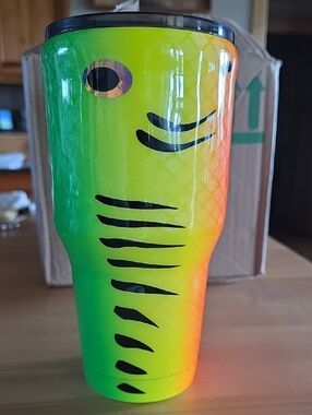 Fish On! Fishing Lure Tumbler With Lid EUC